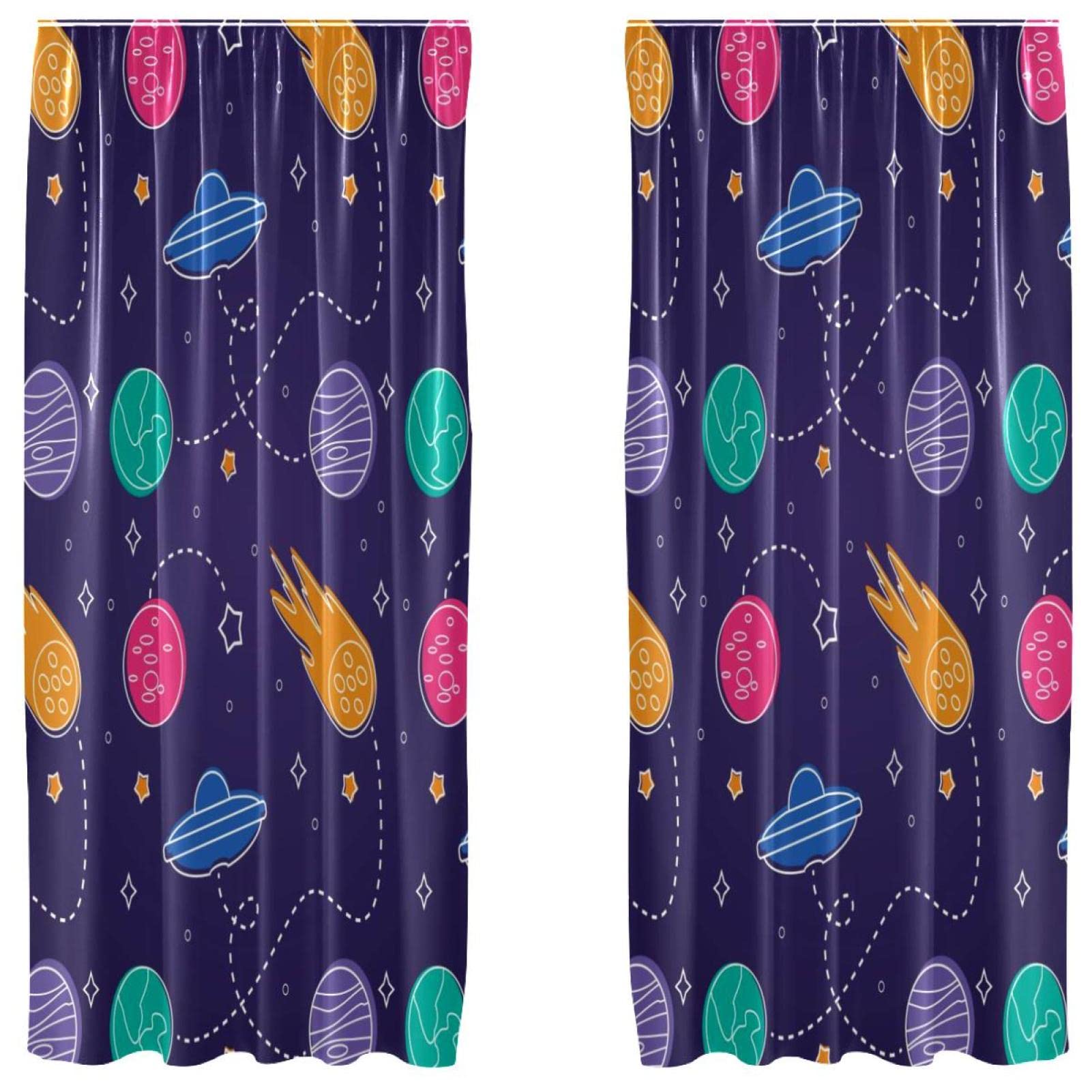 Cortinas del espacio infantil de 2 paneles 55x84 decorativas y ligeras