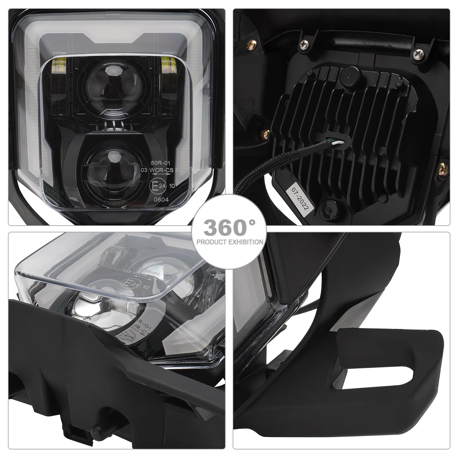 JFG RACING Faro Anteriore A LED Per Moto Enduro EC250 EC300 EC350 (2019-2023) - Nero, In Alluminio, Antiproiettile E Impermeabile - 4
