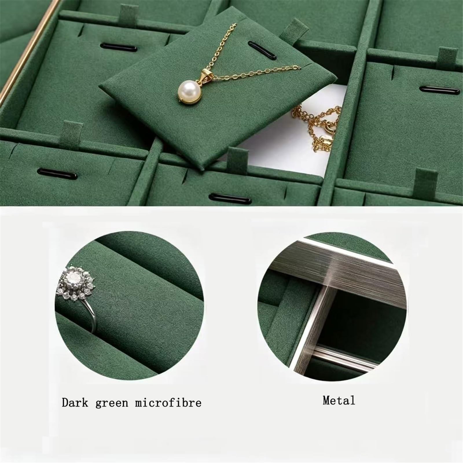 Stojak na biżuterię Microfiber Rings Holder Tray with Metal Frame