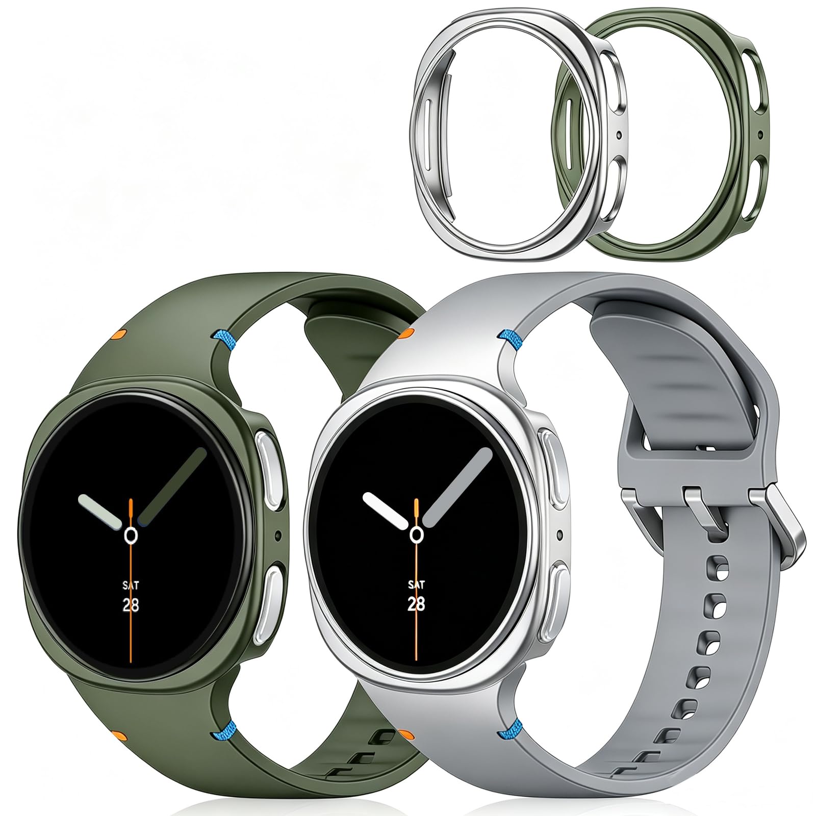 Photo 1 of 2Pack Watch Bands&Screen Protector for Samsung Galaxy Watch 8 9 Bands 44mm