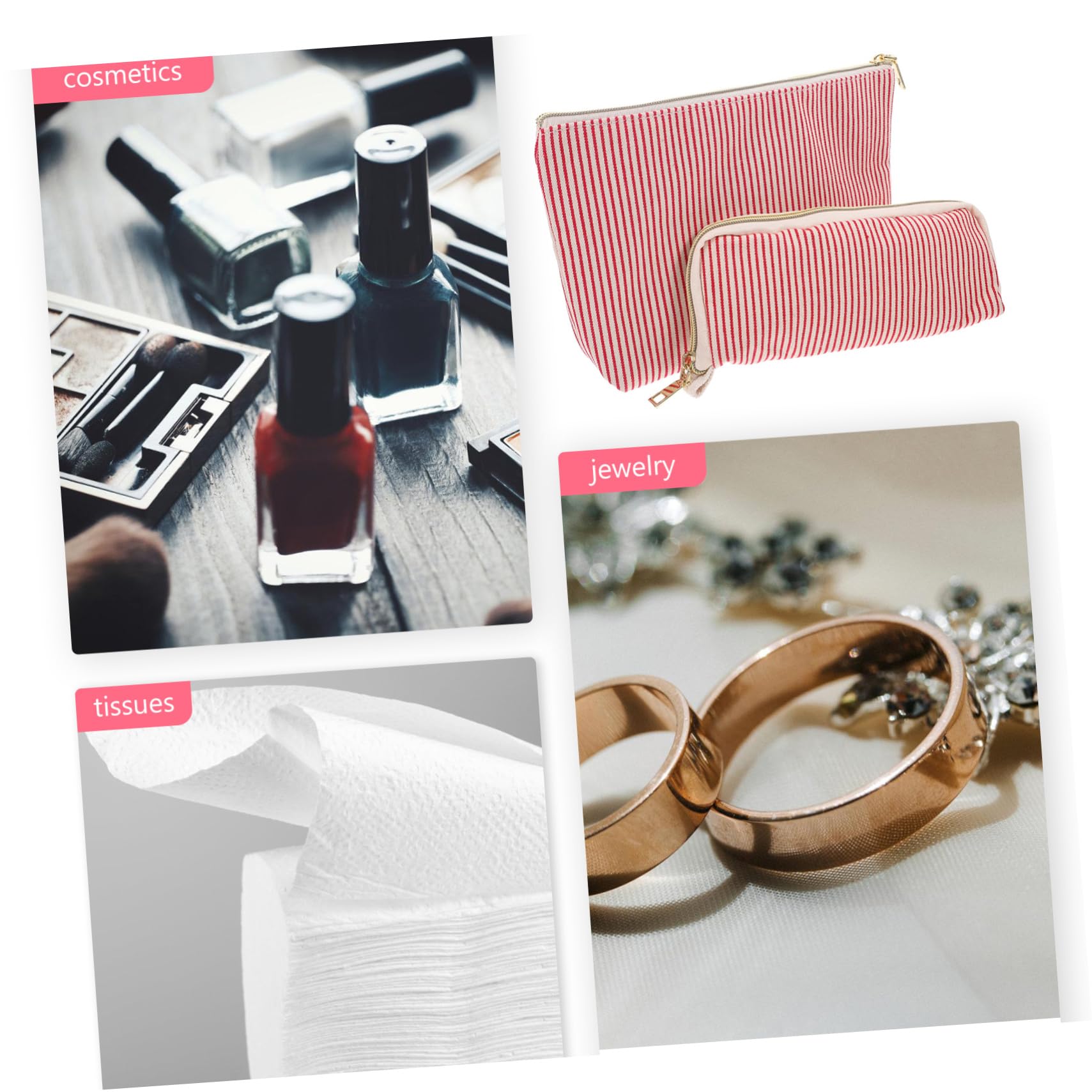 FRCOLOR 10stücke Kosmetiktasche Große Kapazität Reise-Organizer Für Make-up Und Toilettenartikel Praktisches Aufbewahrungs-Accessoire Für Unterwegs Gestreift