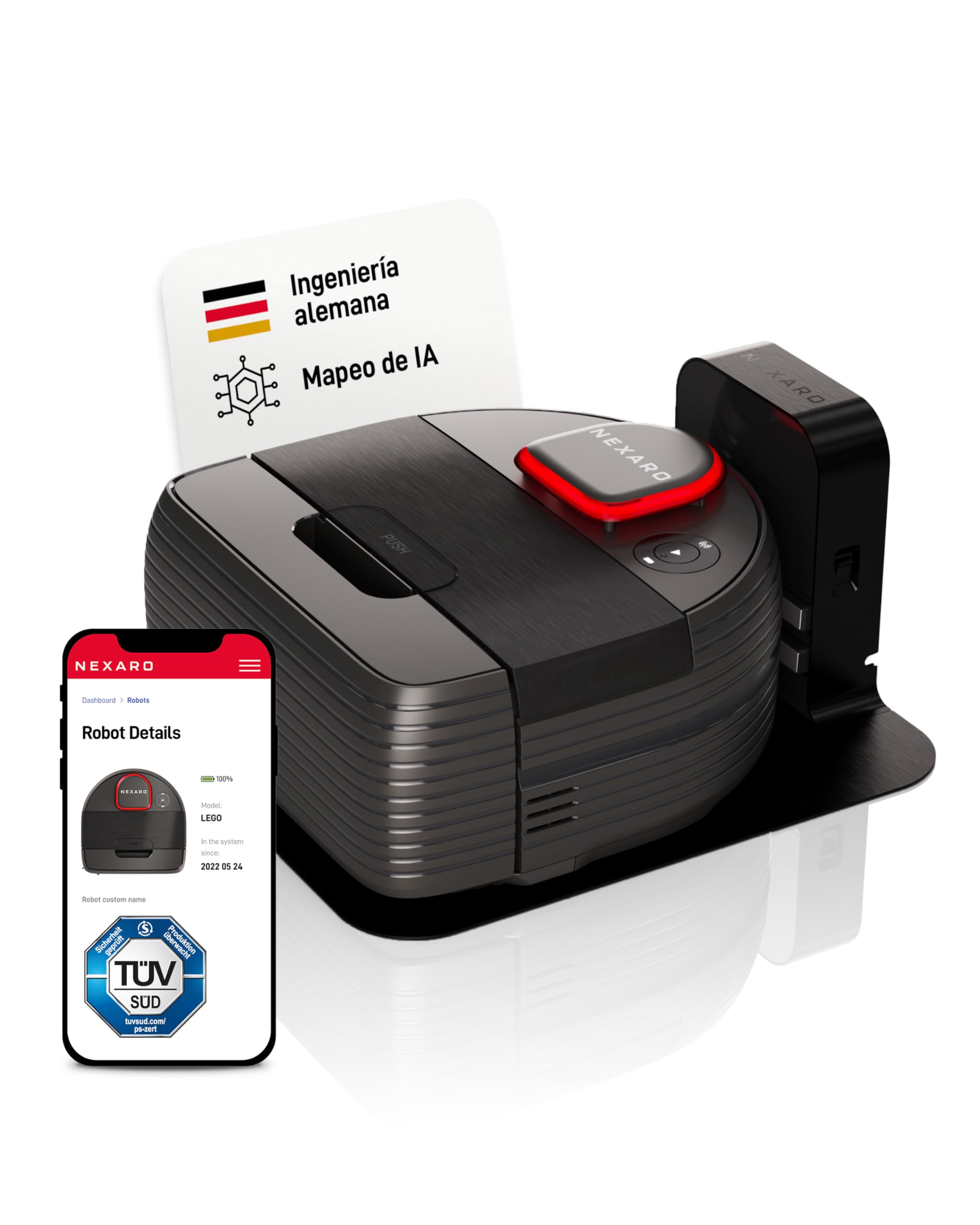 Robot Aspirador NR 1500 para Limpieza de Suelos – Vacuum Cleaner con Licencia HUB 36 Meses, Certificado TÜV y Filtro HEPA – para 400m² y 250 min de autonomía – Ideal para Uso Comercial
