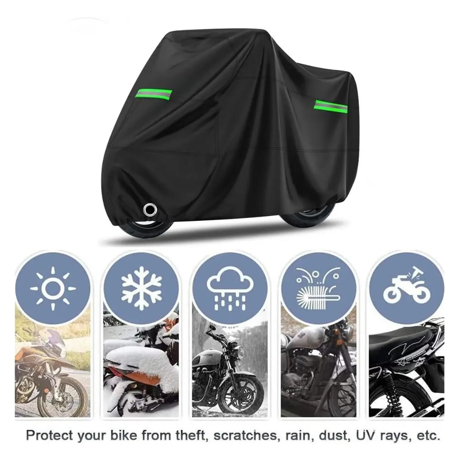 Motorradgarage Winterfest Für wasserdichte Motorradabdeckung Praktischer Staubdichter Roller Sonnengeschützter Regen Mit 2 Reflektierenden Streifen