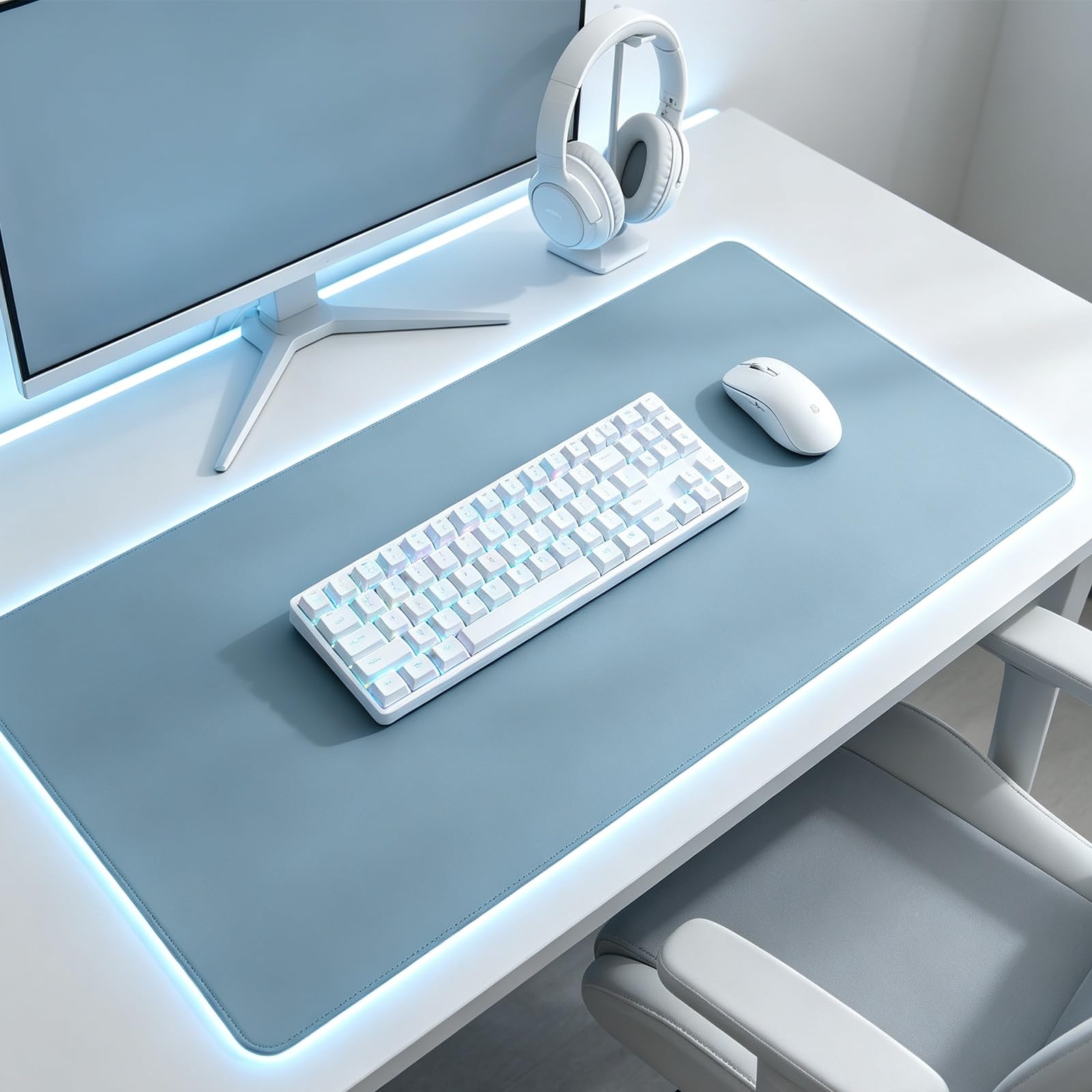Tappetino da scrivania grande Tappetino for mouse esteso Tappetino | Tappetino da ufficio da gioco antiscivolo impermeabile for laptop e workstation(Blue,90x40cm)