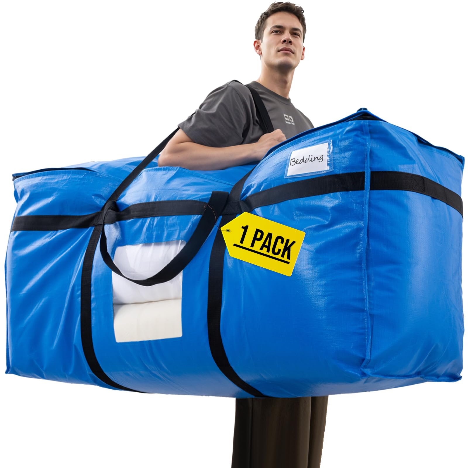 TAILI Extra Large Moving Bag for Moving,Storage Bedding Clothes Blankets Duvet Quilt Jumbo Storage Bags with Zips(BLUE 1PACK)