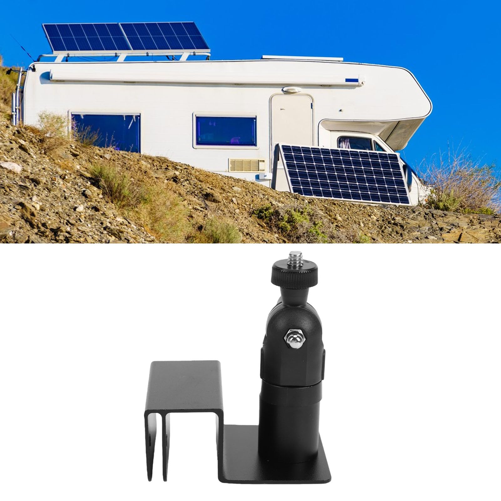 Staffa per Montaggio su Grondaia per Pannello Solare, Rotazione a 360° e Inclinazione di 180° per Anello, Staffa per Pannello Solare con Struttura in Acciaio per , Rimorchi da