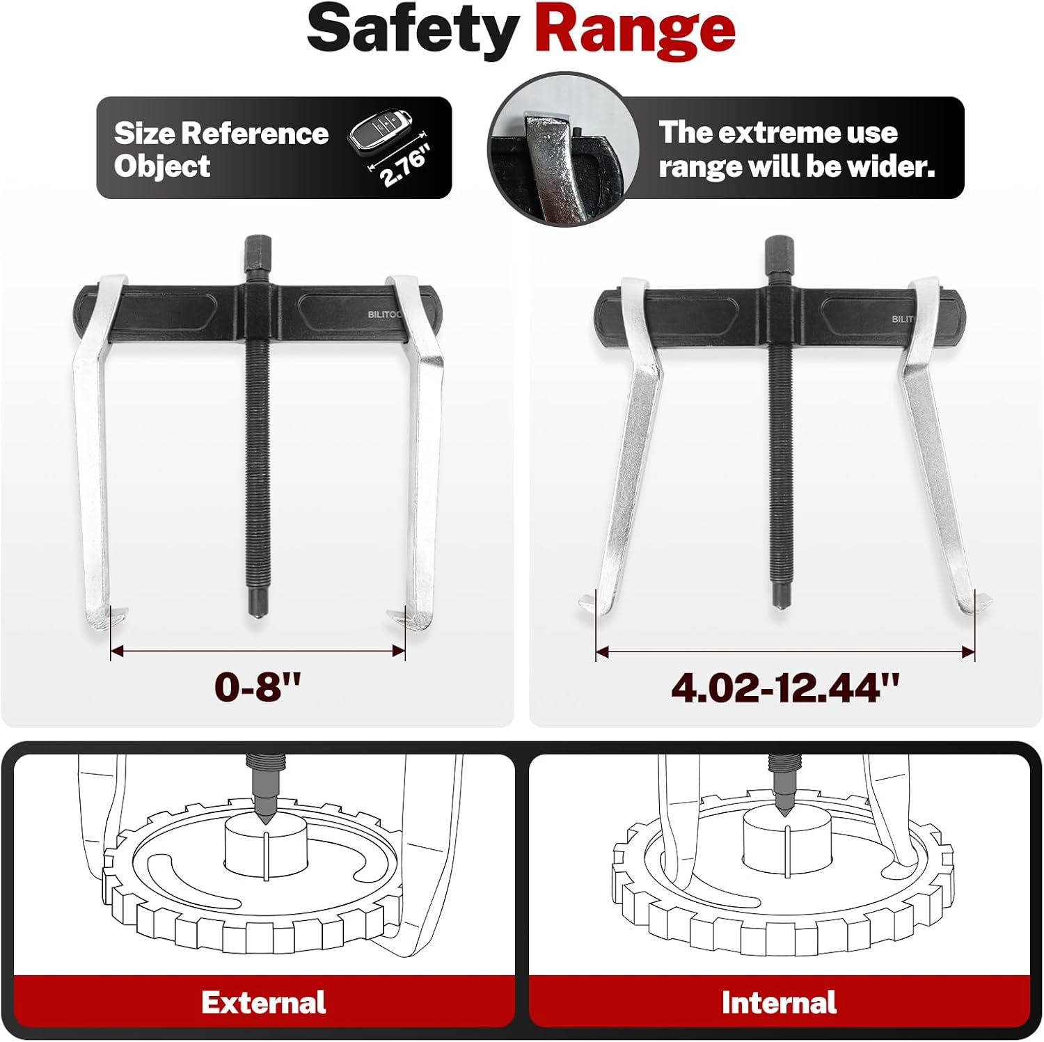 BILITOOLS 10" 2-Jaw Gear Puller, Internal External for Removal of Pulleys Flywheels Bearings & Gears