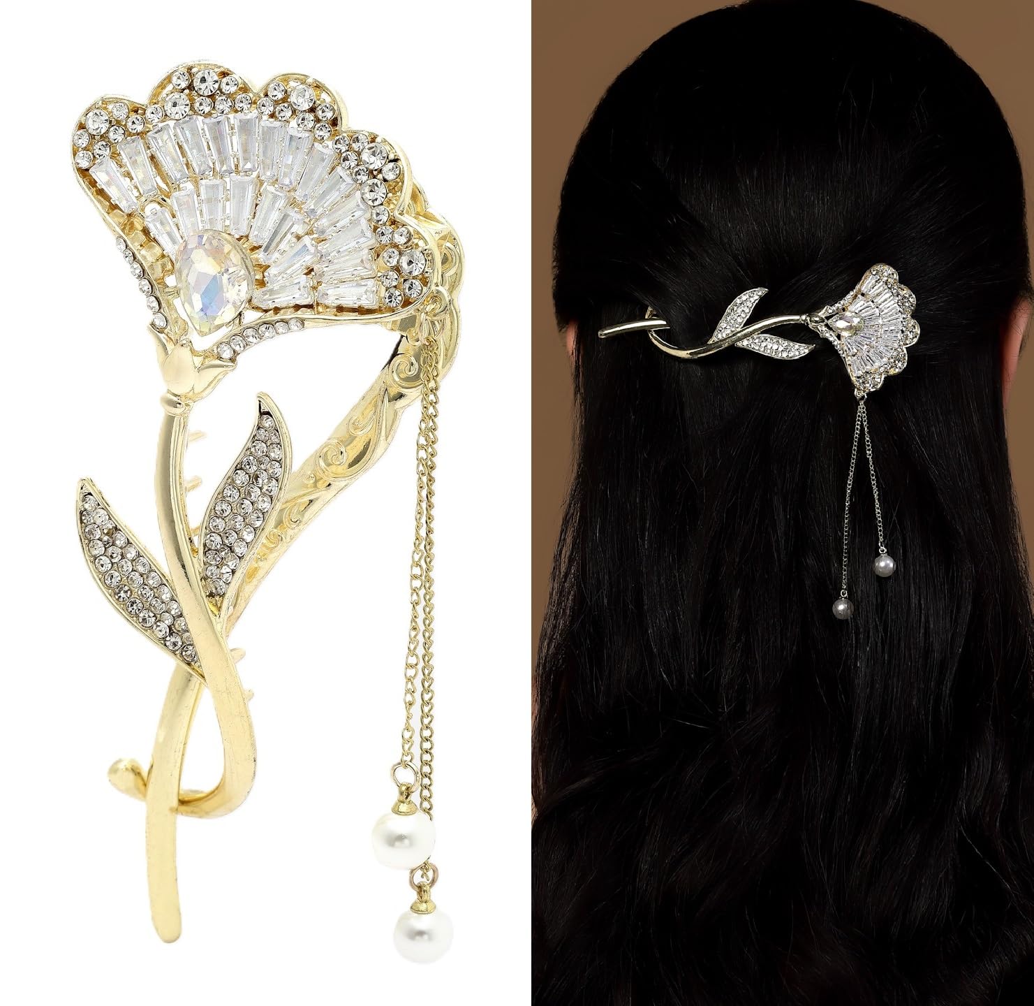 VOGUE PANASH Gold Plated Embellished Claw Clip (B0D7SF2N2H) Amazon Price History, Amazon Price Tracker