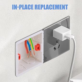 1 Gang Surface Mount Back Box Pattress 2Pcs, Pattress Box, 83 x 83 x 52mm Durable Electrical & Network Faceplate Mounting Solution (86 1Gang (base))