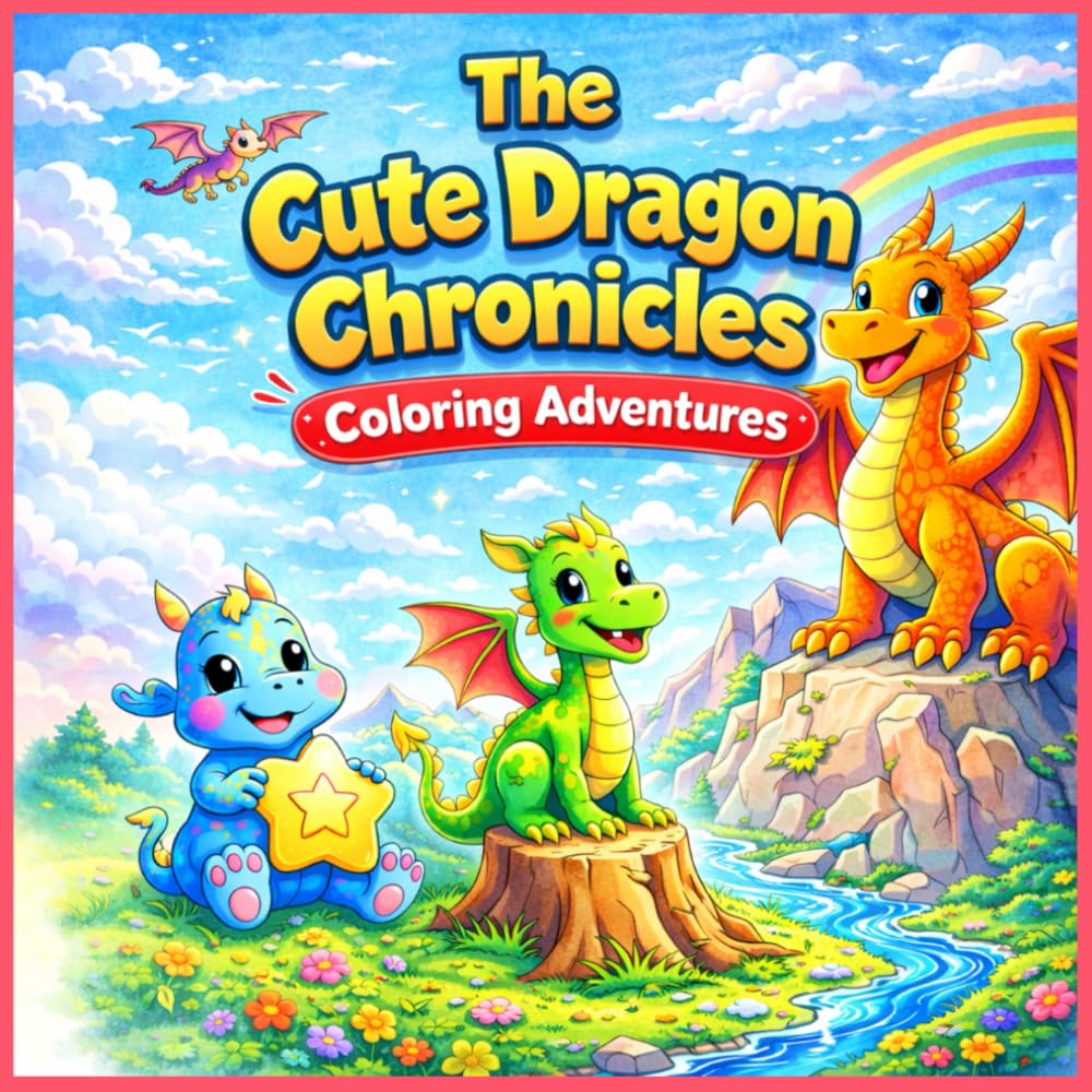 The Cute Dragon Chronicles: Coloring Adventures: Discover the legends of friendly dragons across the ages coloring pages with cute dragons for children