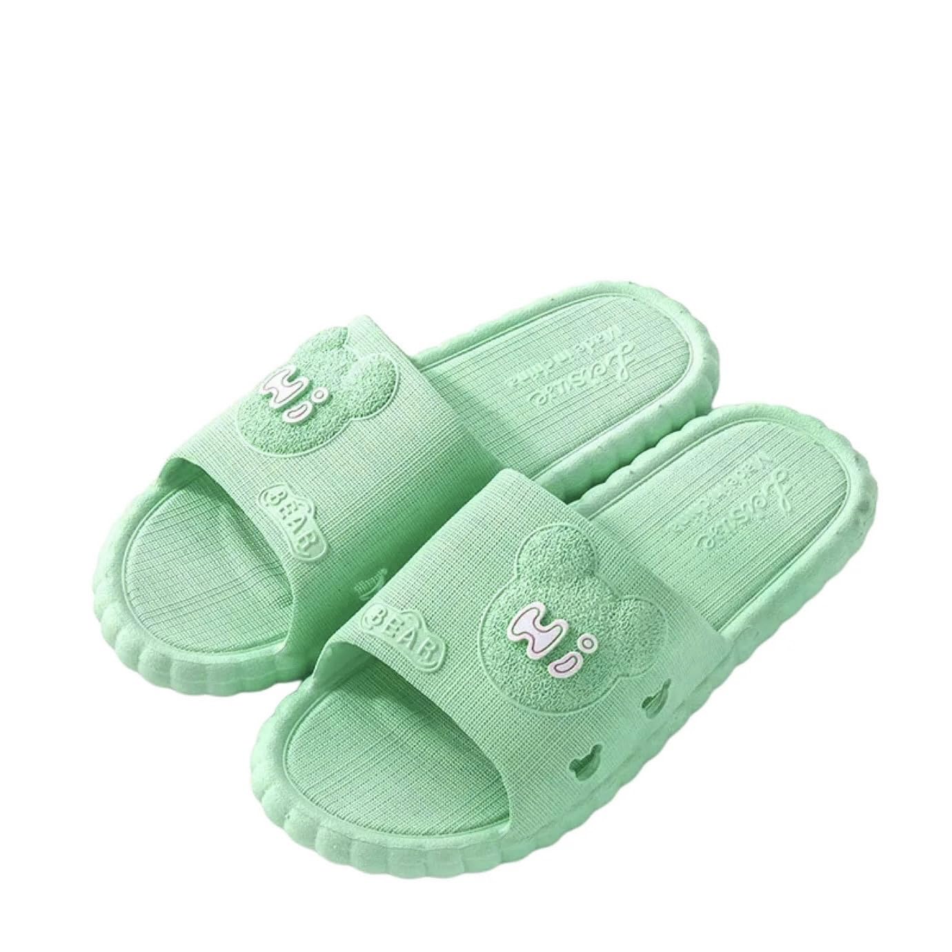 Wolvesden Slippers For Women Hi Bear Design Flip Flops Chappals Slides Sandals Stylish Sleeper Girls Ladies | Green | Sizes 4 to 8 (B0D771FKBG) Amazon Price History, Amazon Price Tracker
