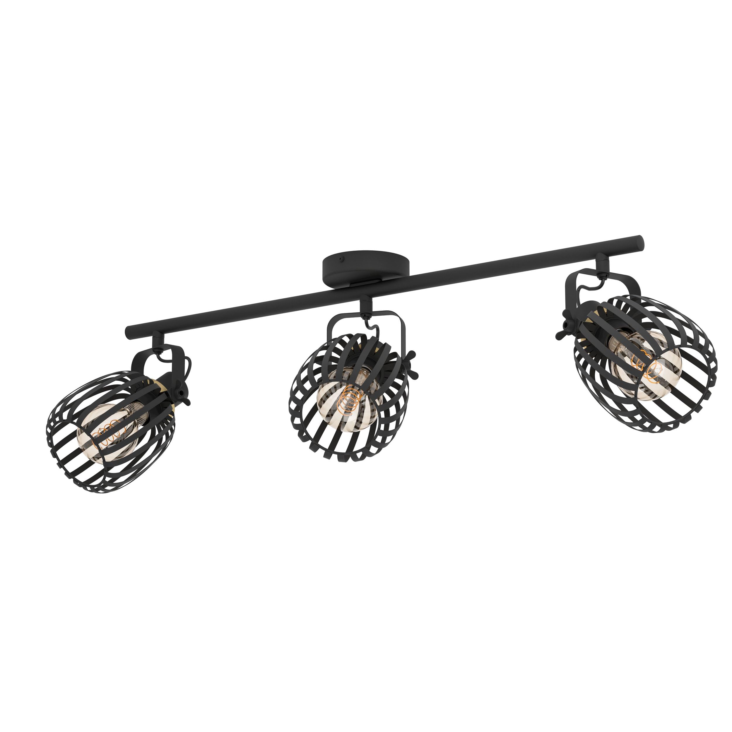 EGLO Deckenstrahler Segovia, 3-flammige Deckenlampe mit schwenkbaren Spots | Deckenleuchte aus Metall in Schwarz und Messing-gebürstet, Deckenspot mit E27 Fassung