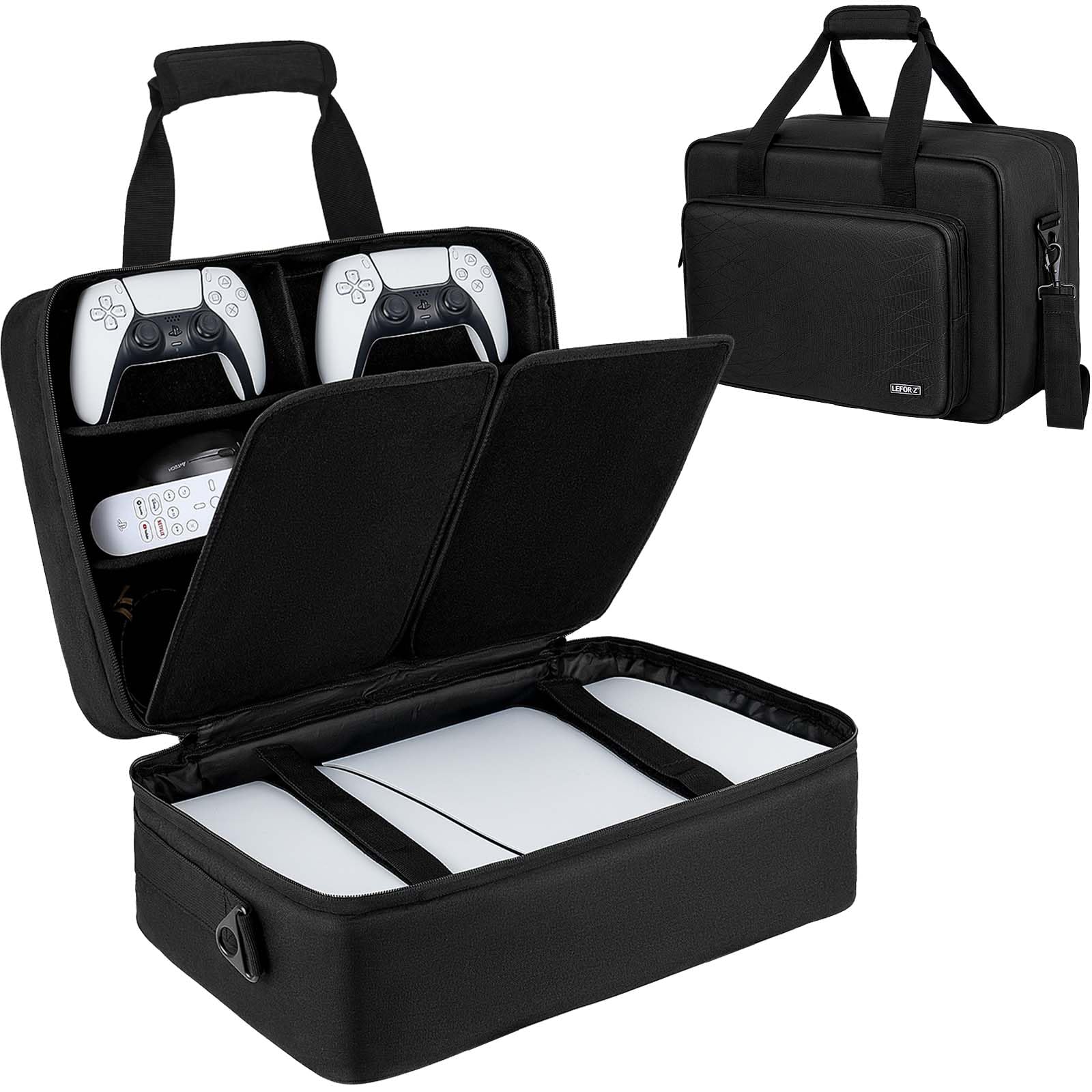 PS5/PS5 Pro/PS4 Tasche,PS5 Tragetasche Kompatibel mit Playstation 5 Konsole,PS5 Disk,Digital Edition,Konsolentasche mit Unterteilbaren Fächer für PS5 Controller,PS5-Spiele,Gaming-Headset und Zubehör