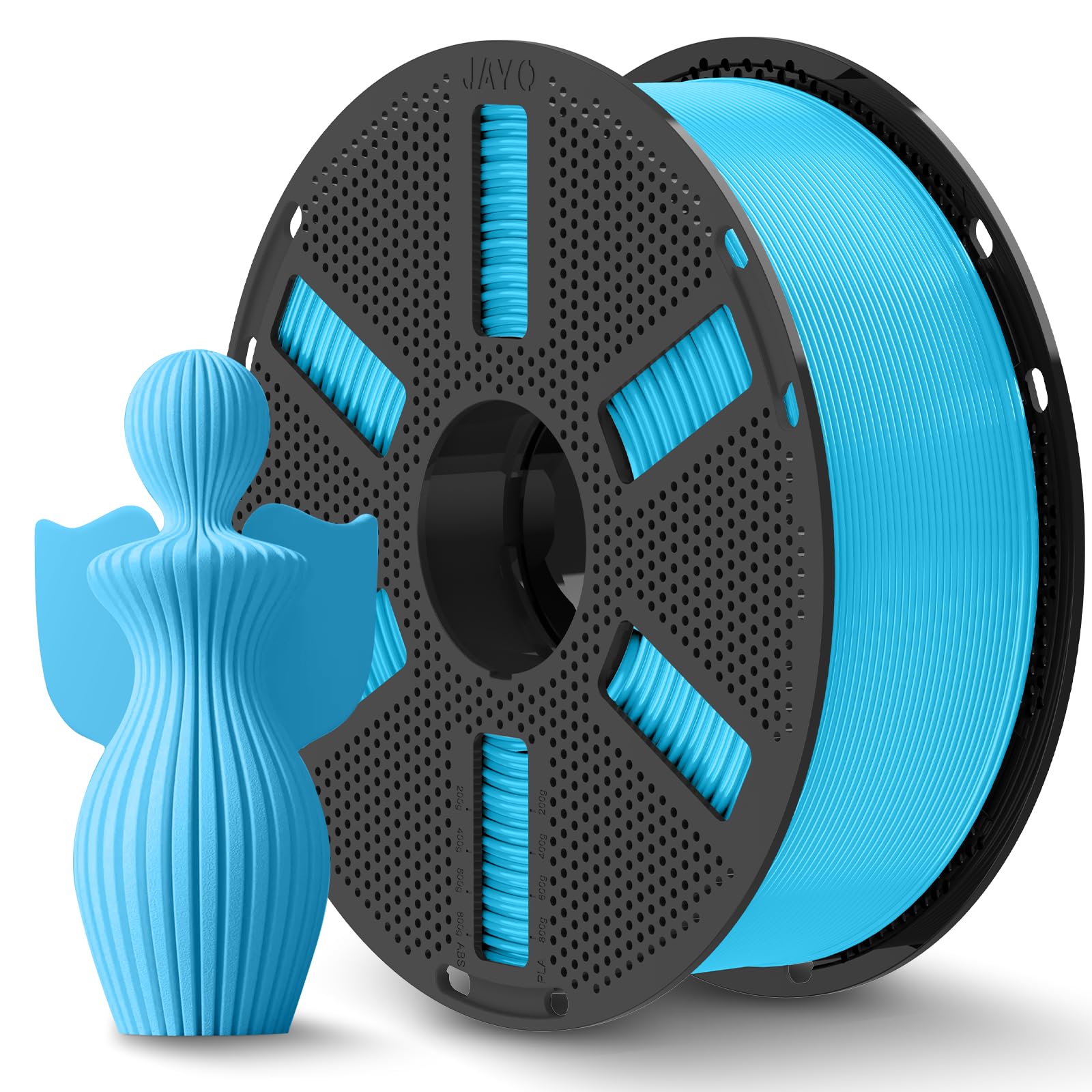 JAYO PLA Plus 3D Printer Filament 1.75mm, 1.1KG Reusable Spool, Sky Blue