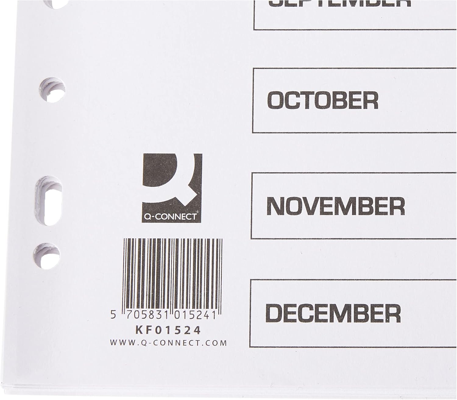 Q-Connect Multi-Punched January-December Reinforced Multi-Colour A4 Index Pre-Printed Tabs KF01524