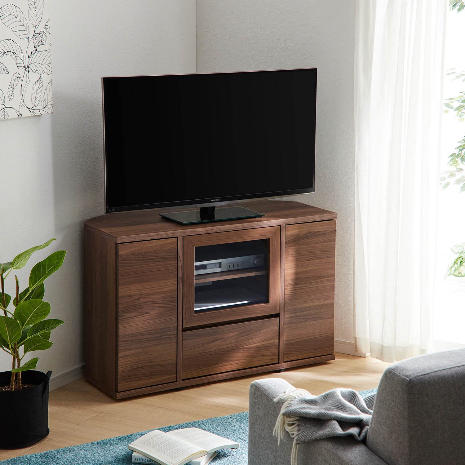 Amazon｜[ベルメゾン] テレビ台 コーナー 角度調整 ハイタイプ 