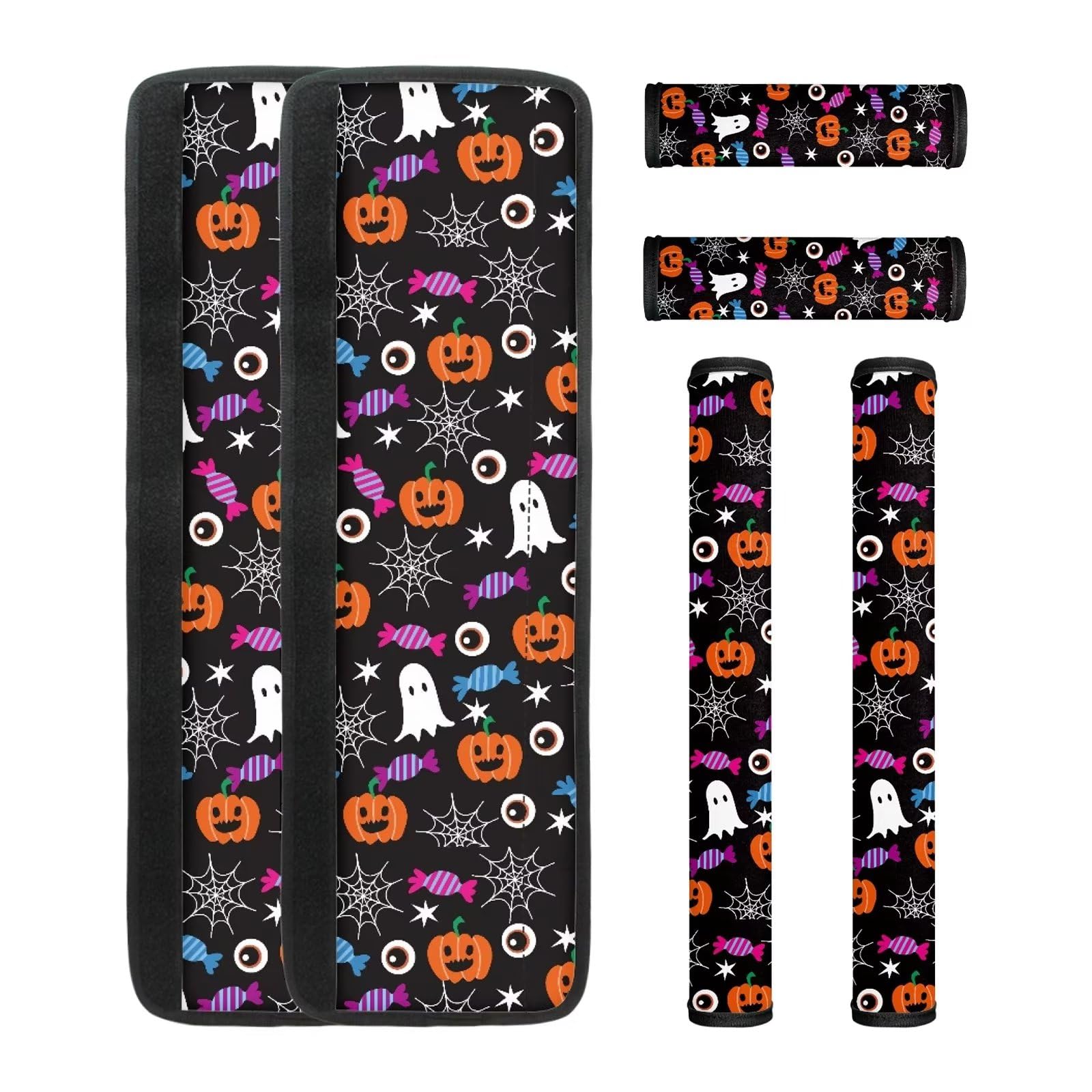 Refrigerator Door Handle Covers Set of 6, Antiskid Protector for Fridge Oven Dishwasher Keep Kitchen Appliance Clean from Smudges, Food Stains, Halloween Decor, Ghost Pumpkin Spider Web