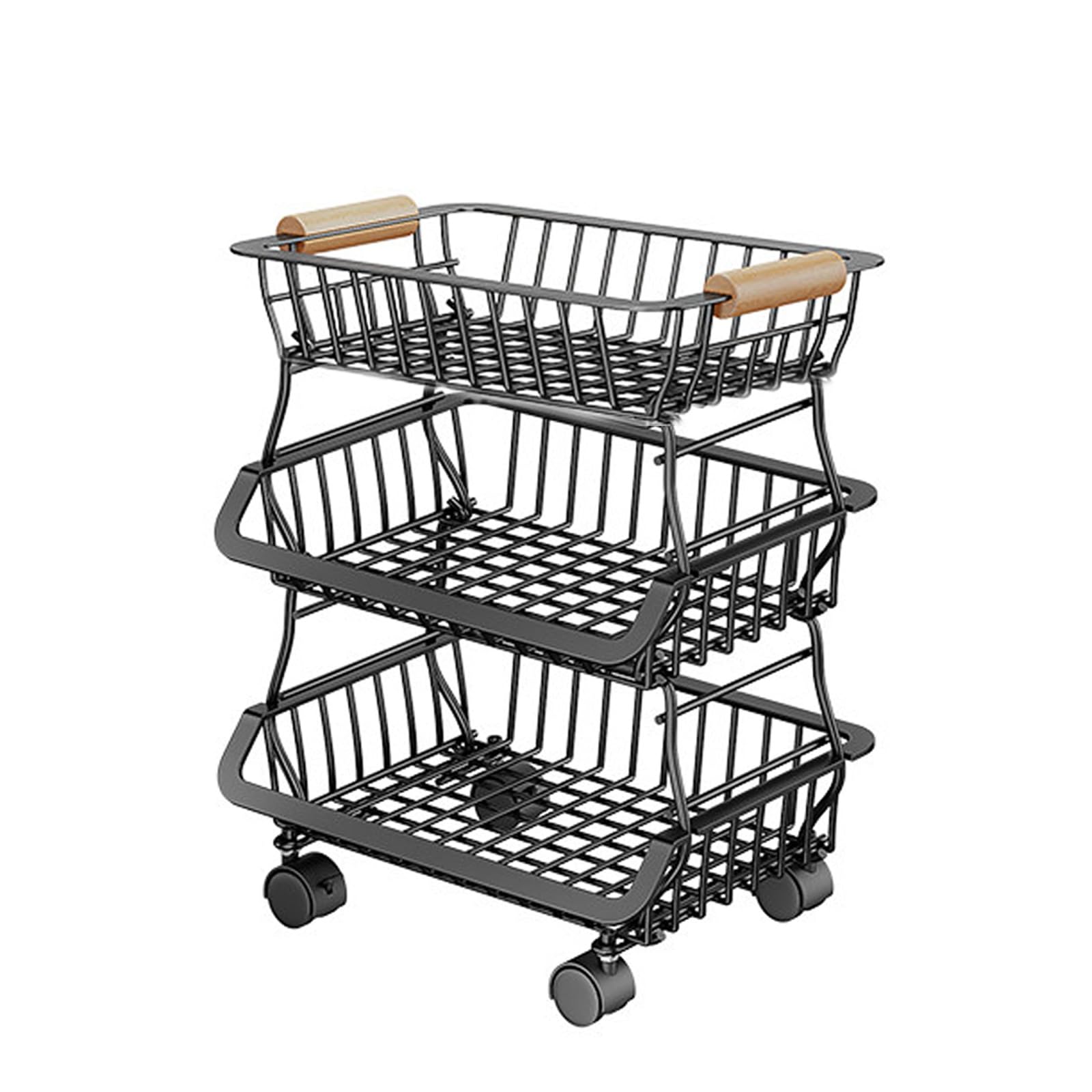 Carrito organizador de cocina para verduras: estante móvil de 3 niveles