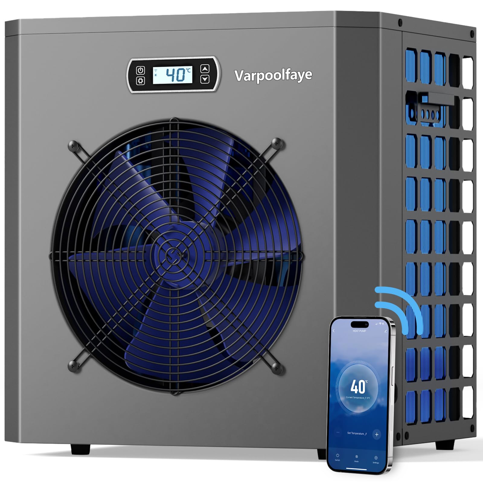 Pompe à chaleur électrique piscine 5 kW 20 m³ contrôle WiFi 220 V 240 V 50 Hz