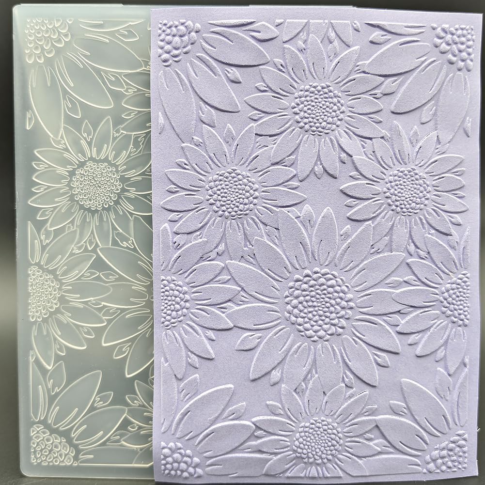 Plastic Embossing Folder (5 Inch x 7 Inch | Big Flowers Pattern) Paper Crafts Plastic Textured Impressions for Card Making Scrapbooking