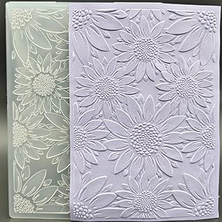 Carpeta de plástico en relieve (5 x 7 pulgadas | Patrón de flores grandes) Artesanías de papel Impresiones texturizadas de plástico para hacer tarjetas, álbumes de recortes