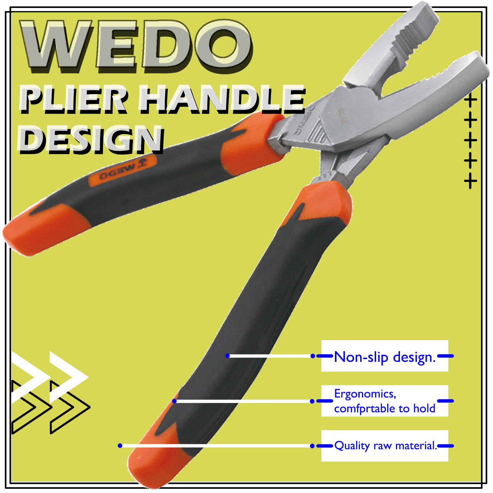 WEDO Kombinerki 20 cm, szczypce boczne ze stali nierdzewnej, kombinerki, odporne na korozję, odporne na rdzę, długość 200 mm, profesjonalny uchwyt, ergonomiczny design, powierzchnia bez chromu