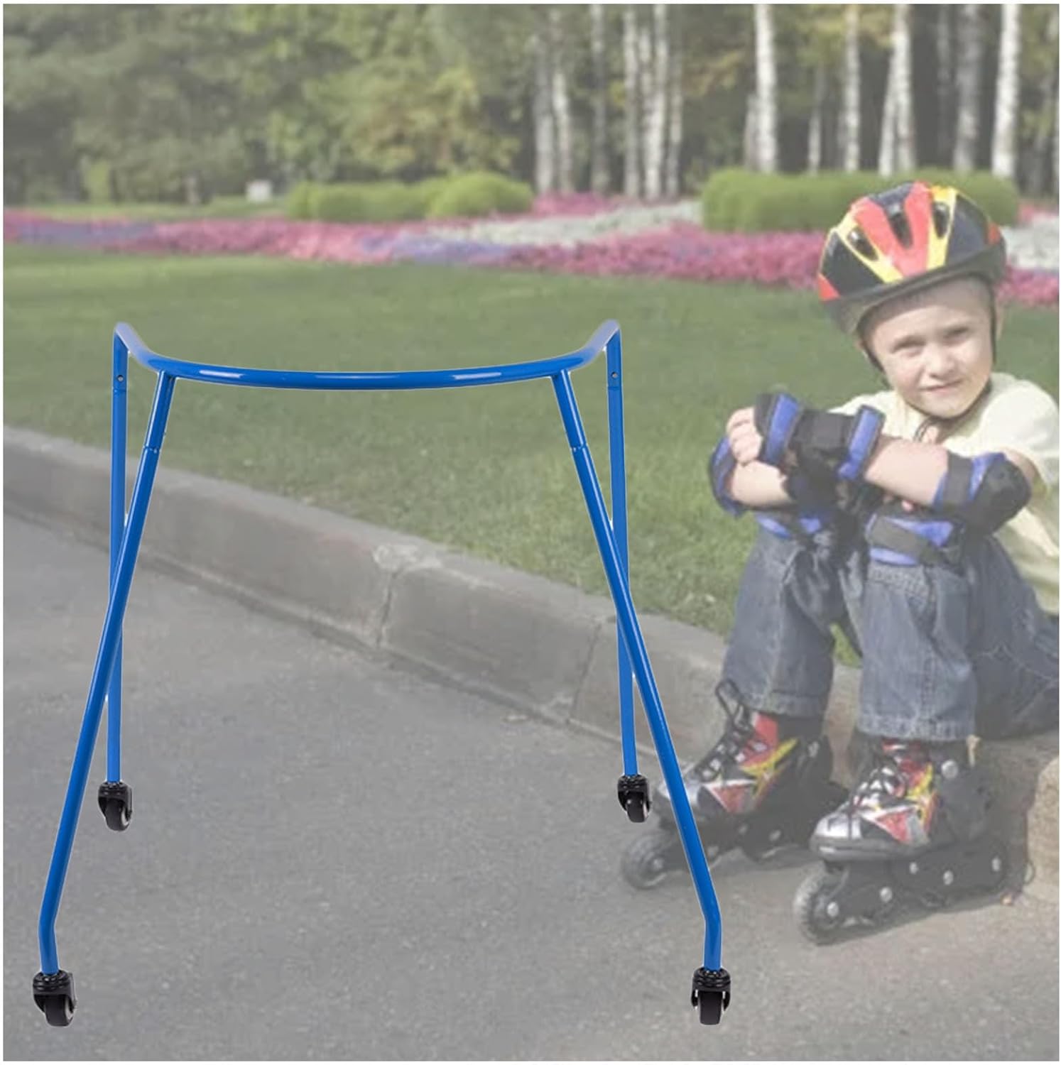 LXLZYXSF Children Toddlers Skate Trainer Roller Skater Aids for 3-14 Years Old, Skating Protective Gear - 4 Legs Design, Roller Skating Walker Skate Mate (Color : Blue, Size : 70cm/27.5inch Tall)