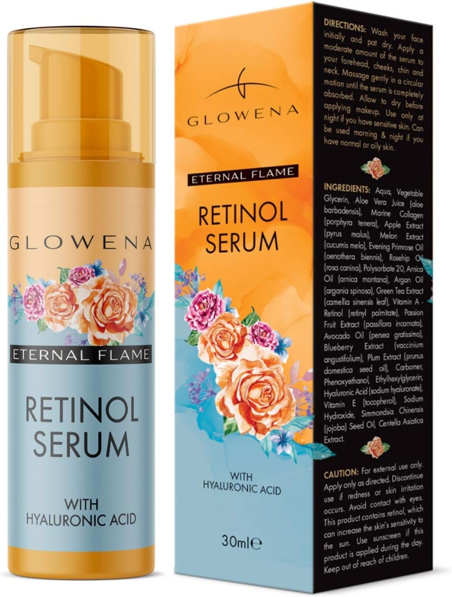 Glowena's Retinol Serum For A Glowing Skin. Premium Anti-Aging Serum With Hyaluronic Acid, Vitamin E, Collagen & Fruit Extracts. Works Best For Fine Lines & Wrinkles. Hydrate & Brighten Your Skin!