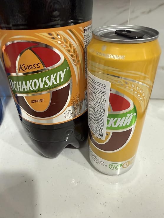 Imported Russian Rye Bread Soft Drink Kvass Ochakovskiy 0.5l/16.9oz - Pack of 5 - Ochakovo