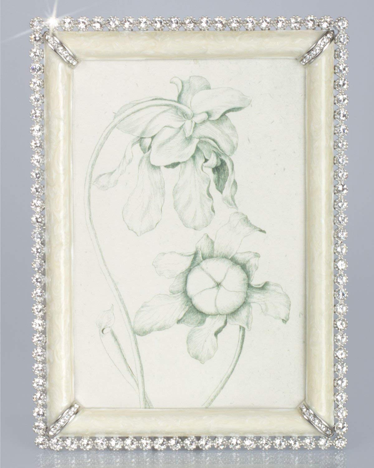 Jay Strongwater - Lorraine Stone Edge 4 x 6 Frame , Crystal Pearl