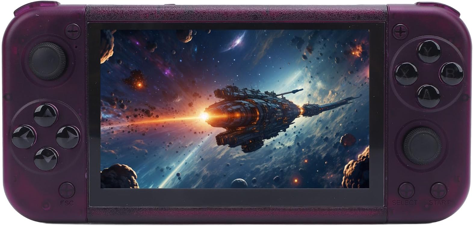 Generic Portable Game Console 128GB Memory 5 Inch IPS Screen 19+ Emulators TV Output for Travel Entertainment (Transparent Purple)