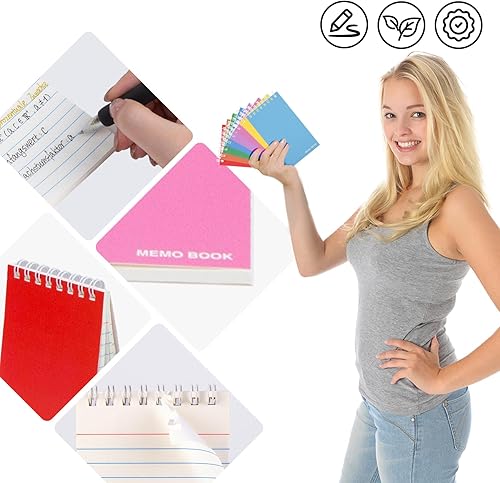 Miniatura 2 de Koogel Cuaderno de bolsillo pequeño, 50 hojas20 blocs de notas en espiral, bloc de notas en espiral de 3 x 5 pulgadas, cuaderno de bolsillo a rayas,