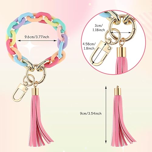 Miniatura 5 de Bewudy Pulsera de pulsera, llavero de automóvil, llavero de borla, llavero de pulsera, llavero de color, cadena de eslabones para mujer, Varios