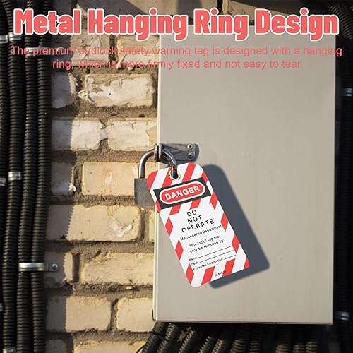 Miniatura 7 de 30 etiquetas de bloqueo de etiquetado, etiquetas de bloqueo, peligro regrabable no operar, advertencia de seguridad reutilizables para química de la
