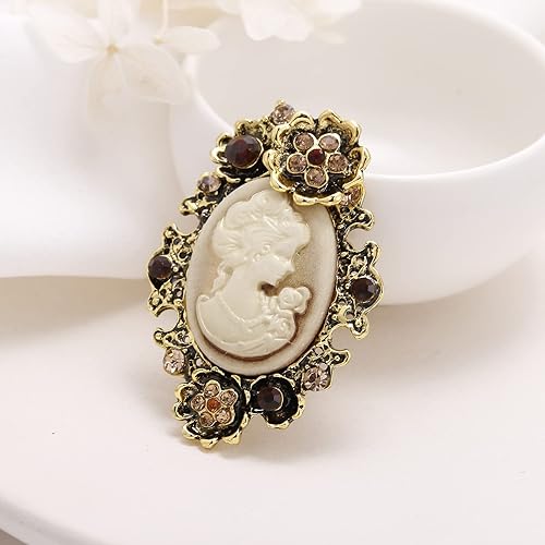 Miniatura 3 de lureme Cameo de belleza victoriana elegante vintage con broche de cristal (br000017)