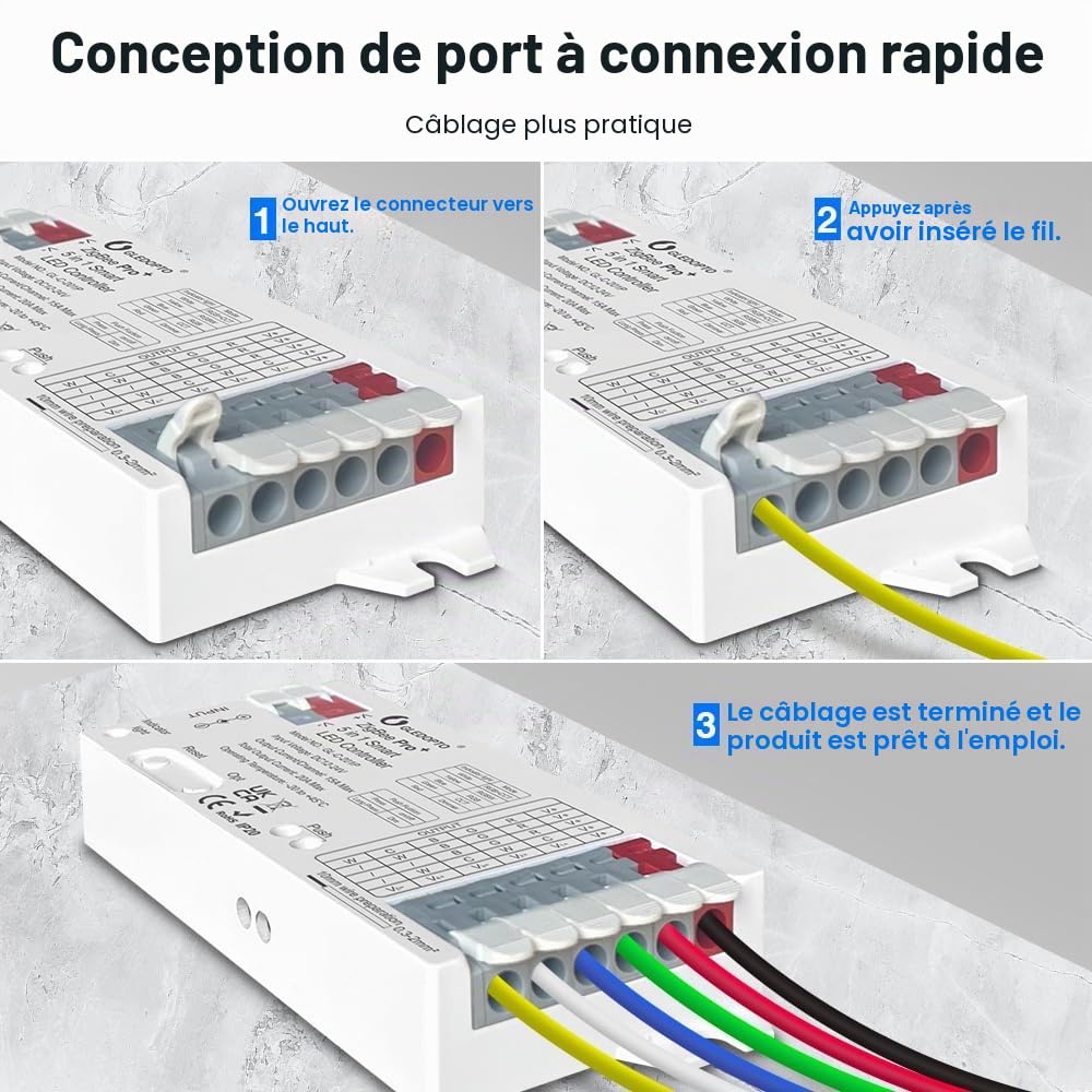 GLEDOPTO ZigBee 3.0 Pro+ Contrôleur LED 5 en 1/3 en 1 20 A Max RGBCCT/RGBW/RGB/CCT/Variateur Fonctionne avec Alexa H*ue Tuya Smart Life APP Control (Contrôleur LED 201p-5 en 1)