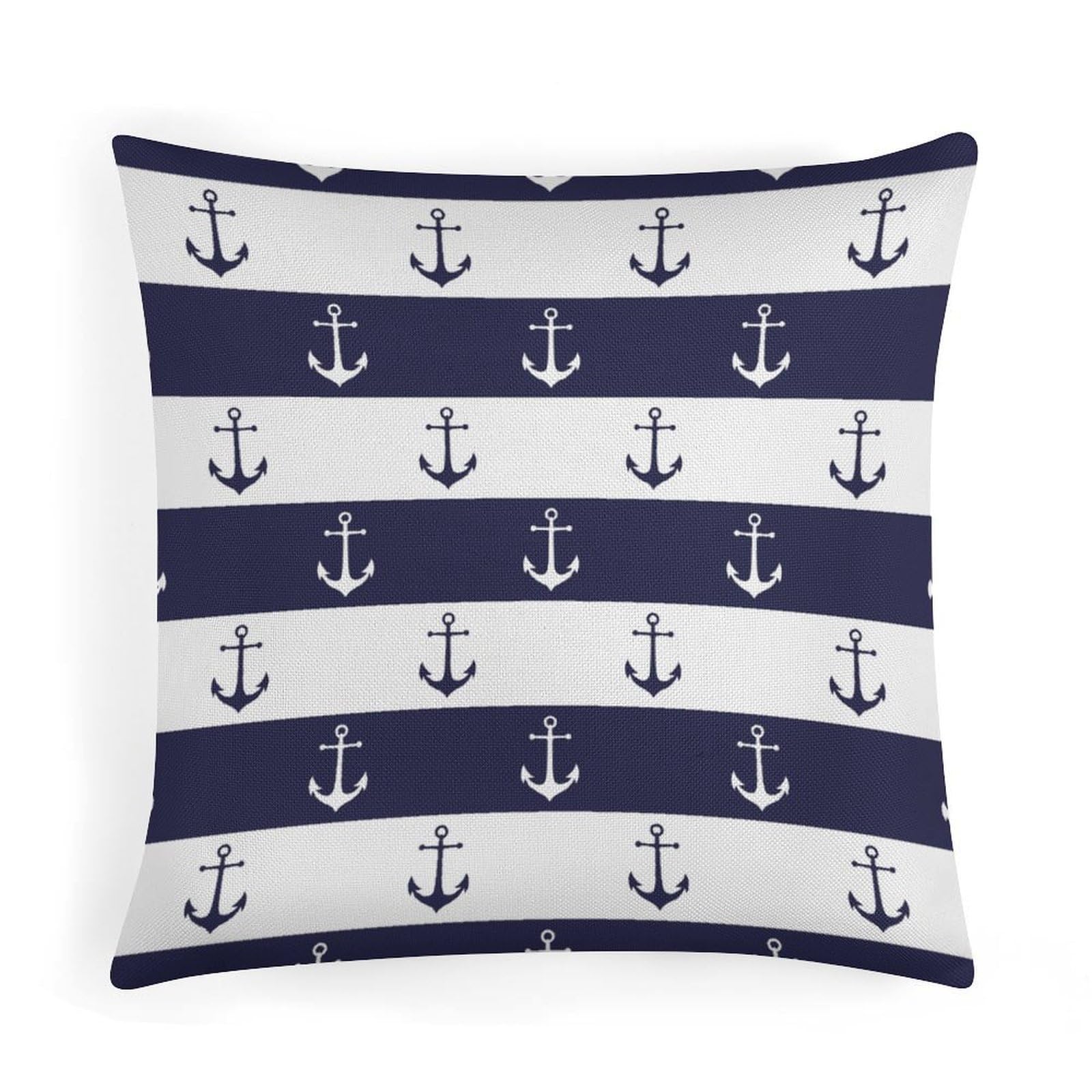 BenYaSong Nautical Anchors Throw Pillow Covers Anchors White Dark Blue Colors Simple Striped Marine Boyish Theme for Couch Sofa Bedroom Living Room Farmhouse Home Decor 18"x18"