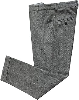 Mens Vintage Tweed Dress Pants Slacks Trousers Regular Fit Suit Pants for Men
