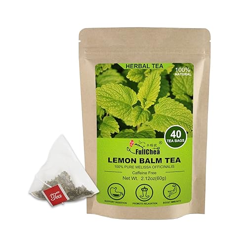 FullChea - Bolsa de té de bálsamo de limón, 40 bolsitas de té, 0.05 ozbolsa - Hierba de bálsamo de limón premium - Melissa Officinalis - Sin OMG -