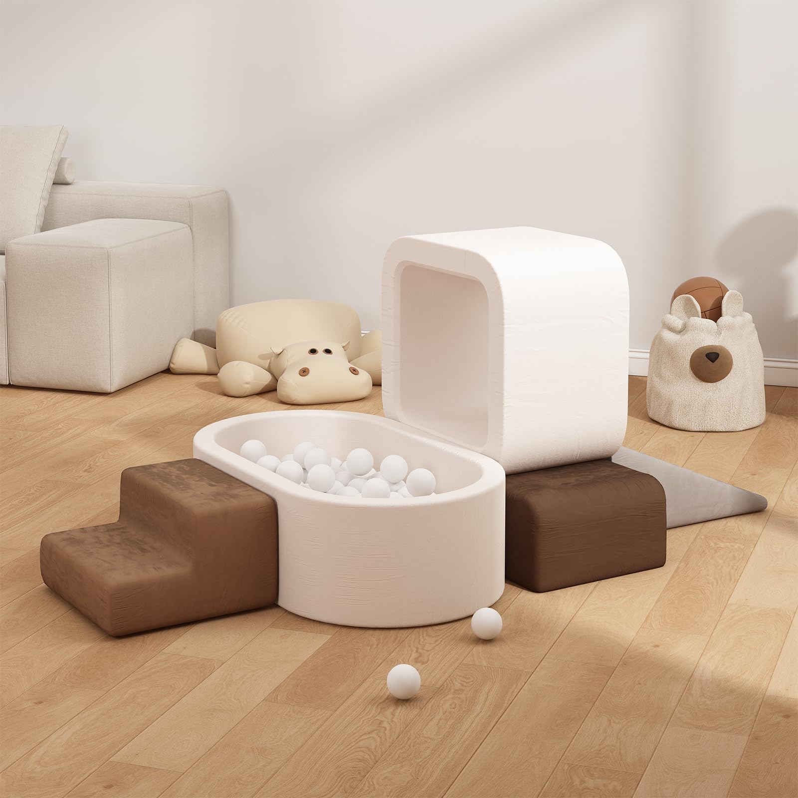 BanaSuper Blocs Mousse Éducatifs Modulables | Jeu de Motricité Intérieure pour Enfants Certifiée EN71 | Blocs à Grimper en Mousse avec Piscine à Balles (Pas de Ballon) | Bassin à Balles en Moussepour