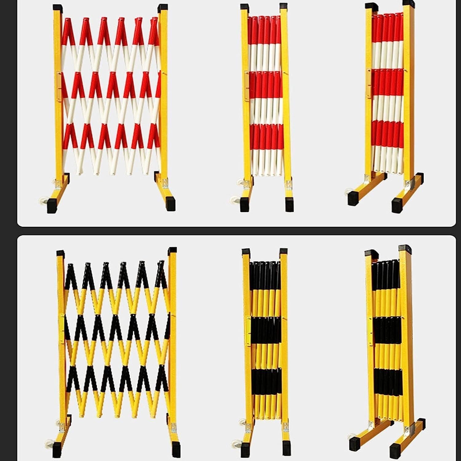 Valla retráctil para control de tráfico, barrera de seguridad amarilla, fácil montaje, 1,2 x 2 m, ideal para negación de acceso y acceso en situaciones de tráfico