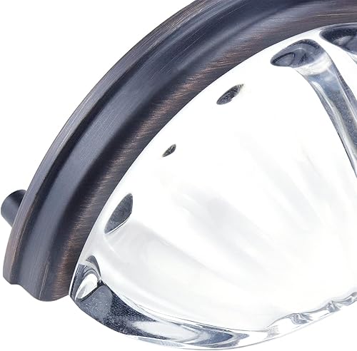 Miniatura 5 de MY MIRONEY Tiradores redondos de cristal transparente de 3 pulgadas con agujeros para armario, tiradores redondos de cristal festoneado, tiradores