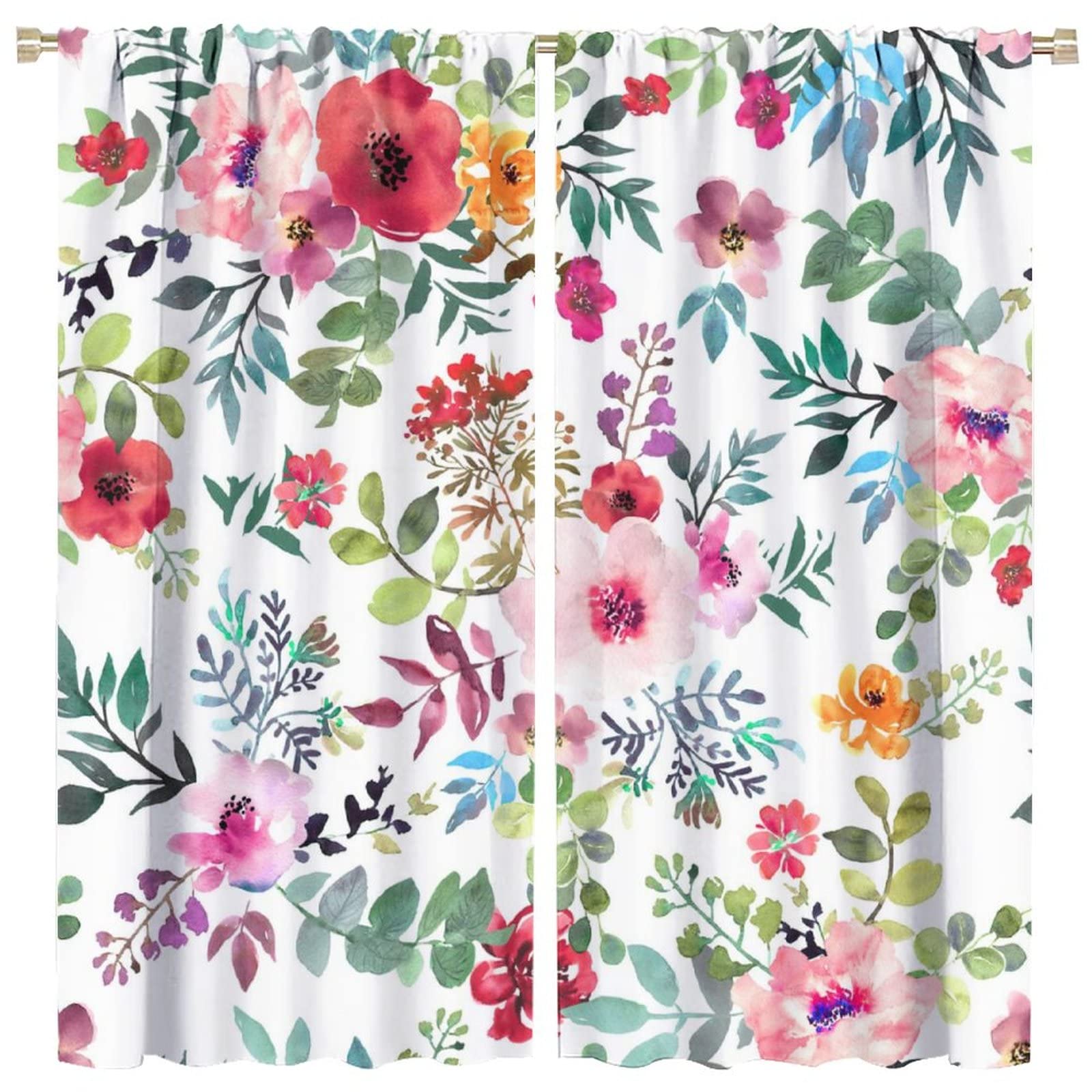 Rideaux occultants motif floral aquarelle déco maison salon 213x213