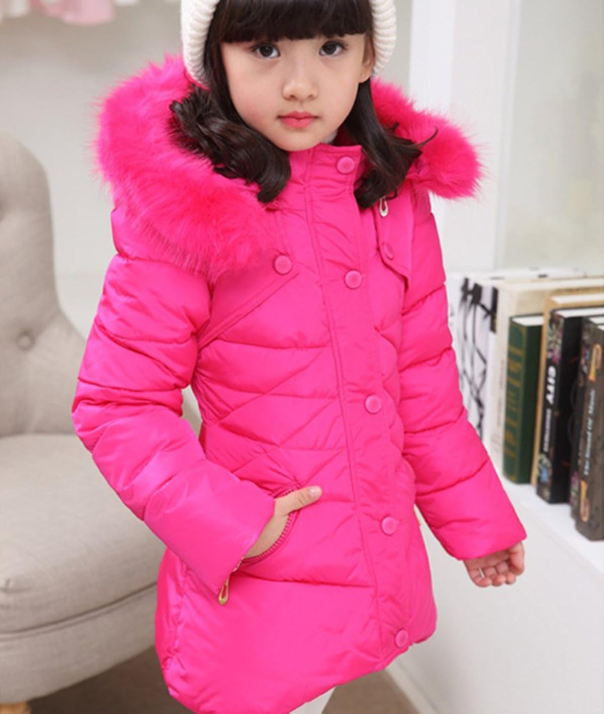 Child Kids Girls Winter Warm Jackets Coat Snowsuit Hooded Windbreaker Outwear with Soft Fur Hoodies for 3-12 Years Old: Clothing, Shoes & Jewelry