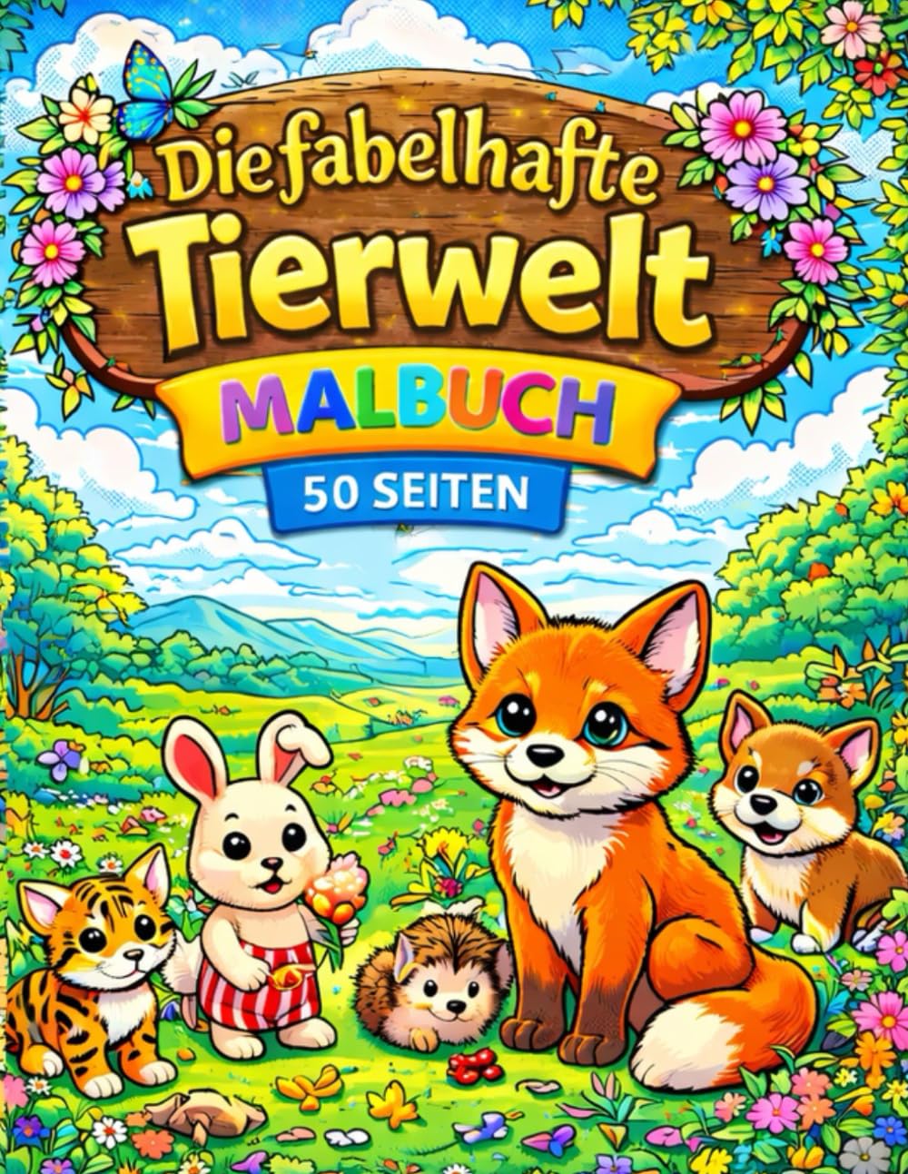 Die fabelhafte Tierwelt: Malbuch für Kinder mit süßen Tieren aus der fabelhaften Tierwelt – 50 Seiten Ausmalspaß