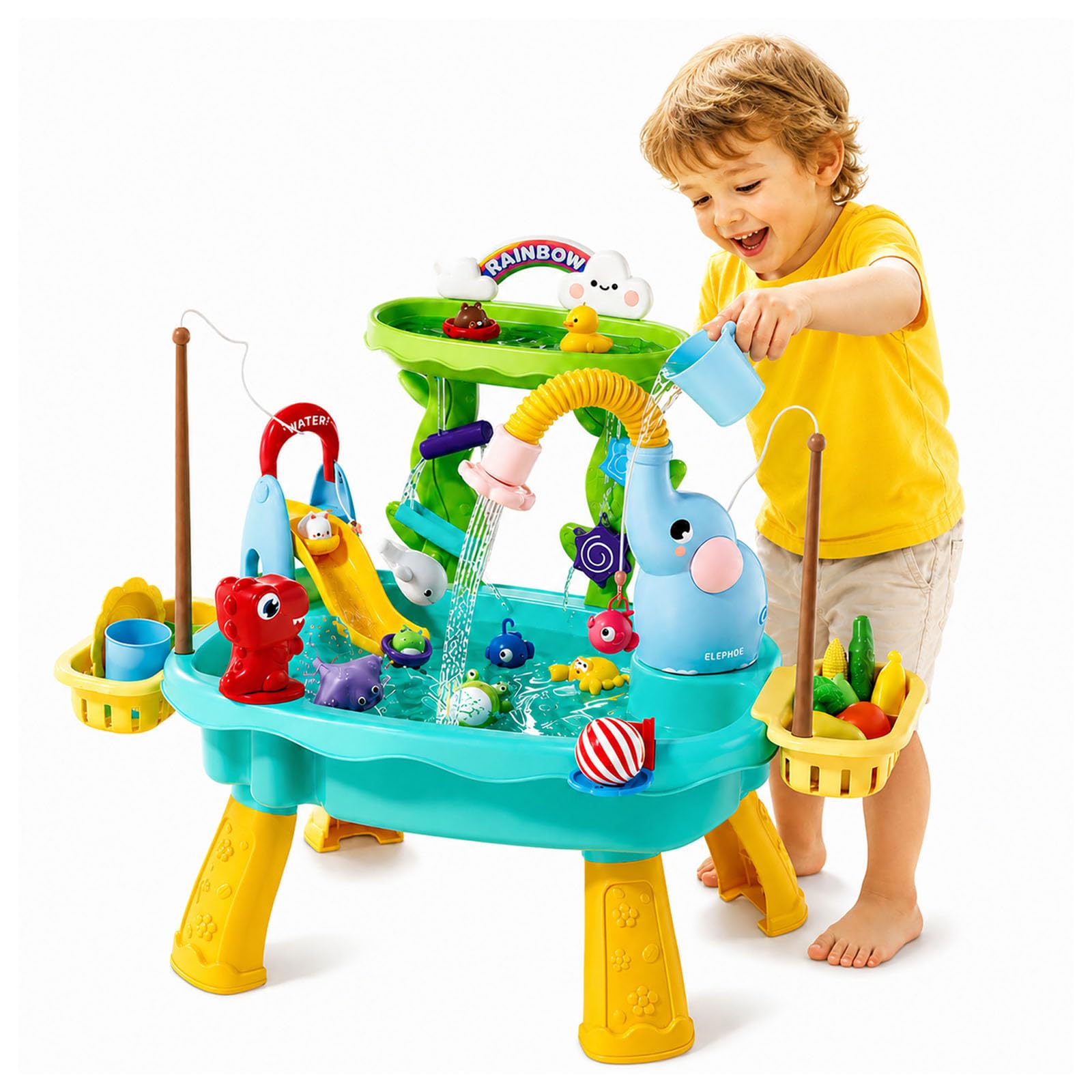 Wasserspieltisch für Kinder mit Angelspiel, Outdoor Wassertisch (Grün) | Sommer & Camping, Für Terrasse & Park, Innenbereich geeignet, Aquaplay Spielzeug, Outdoor Wasserspiel