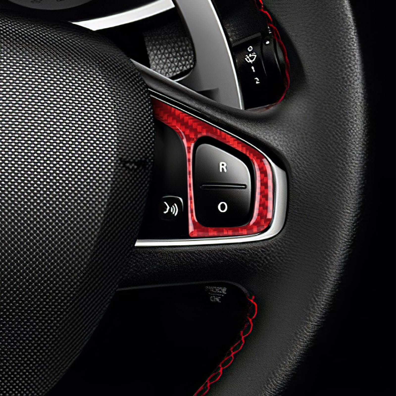 KUNGKIC Real Fibra Di Carbonio Auto Volante Telaio Tasti Volante Adesivo Per Renault Clio 4 Mk4 IV 2013 2014 2015 2016 2017 2018 Accessori Decorazione Interni (Tipo A, Rosso)