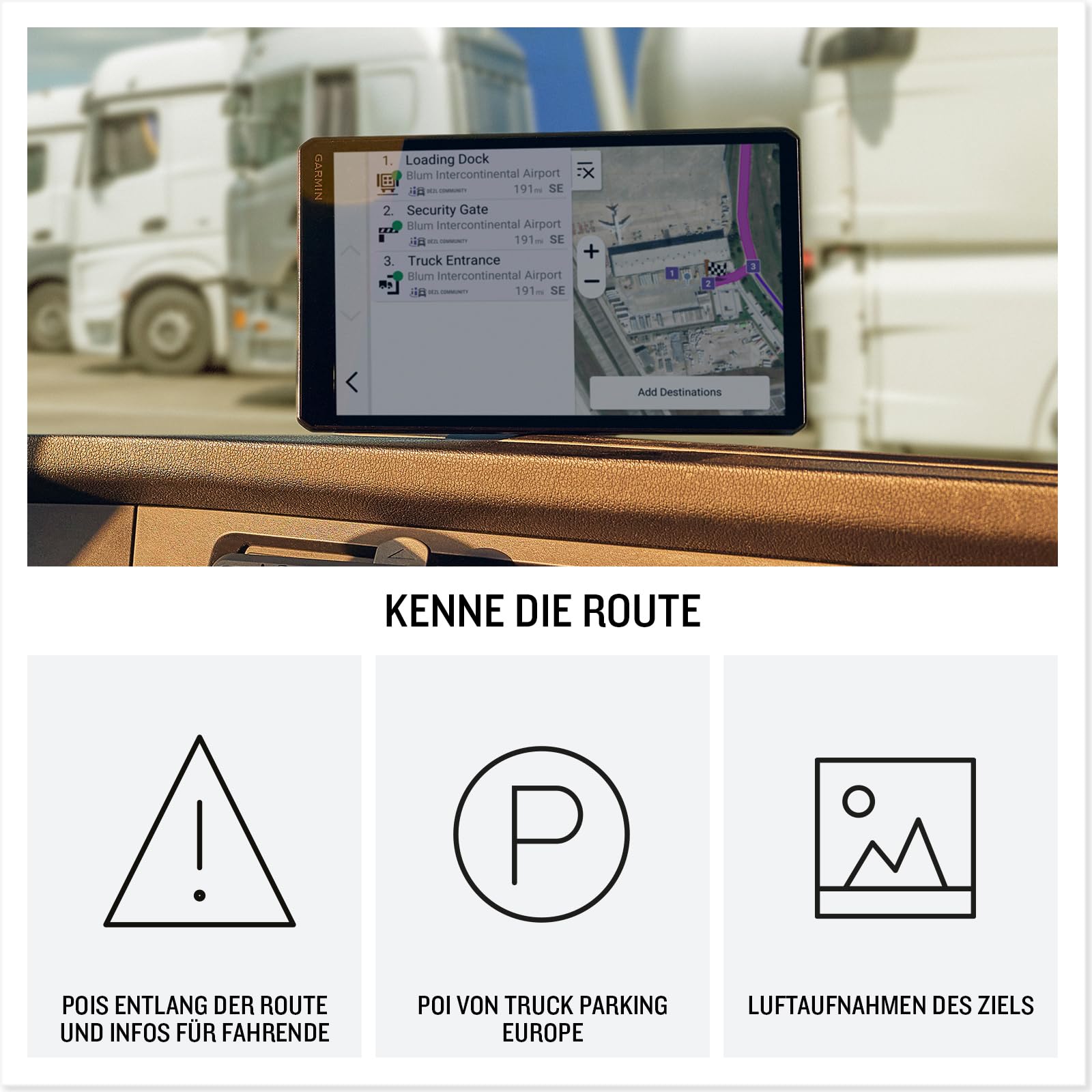 Garmin dēzl LGV820 MT-D - smartes LKW-Navigationsgerät mit 8" (20,3cm) Farbdisplay, vorinstallierten EU Karten (34 Länder), Fahrzeugspezifische Routenführung, Wetterwarnungen, beliebte LKW Strecken