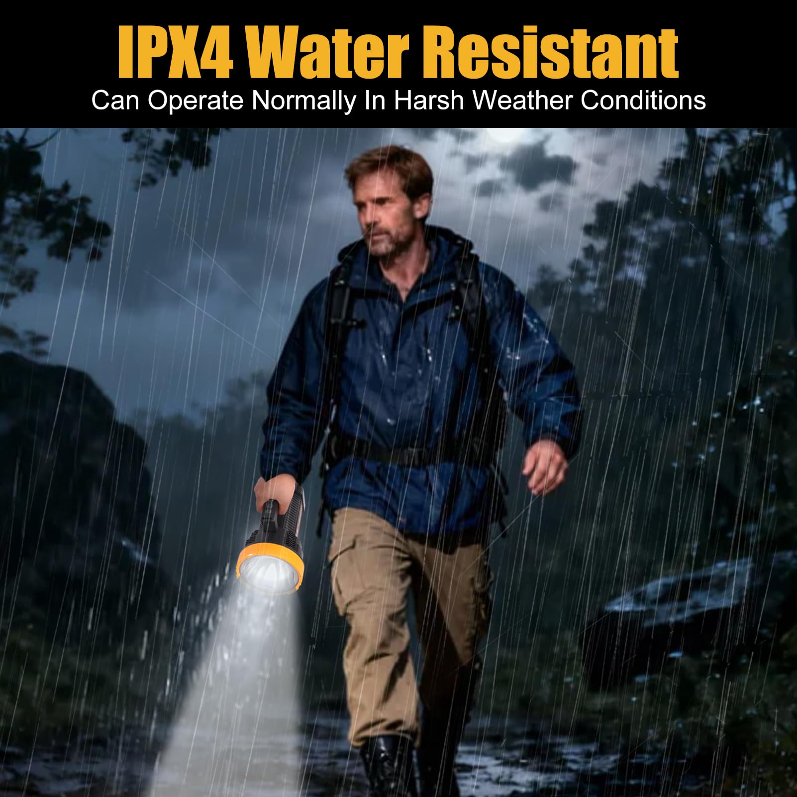 Linterna LED recargable con pantalla de alimentación, 4 modos de luz, linterna de mano de alto lúmenes, interruptor doble, linterna portátil impermeable para camping, senderismo, uso en interiores y
