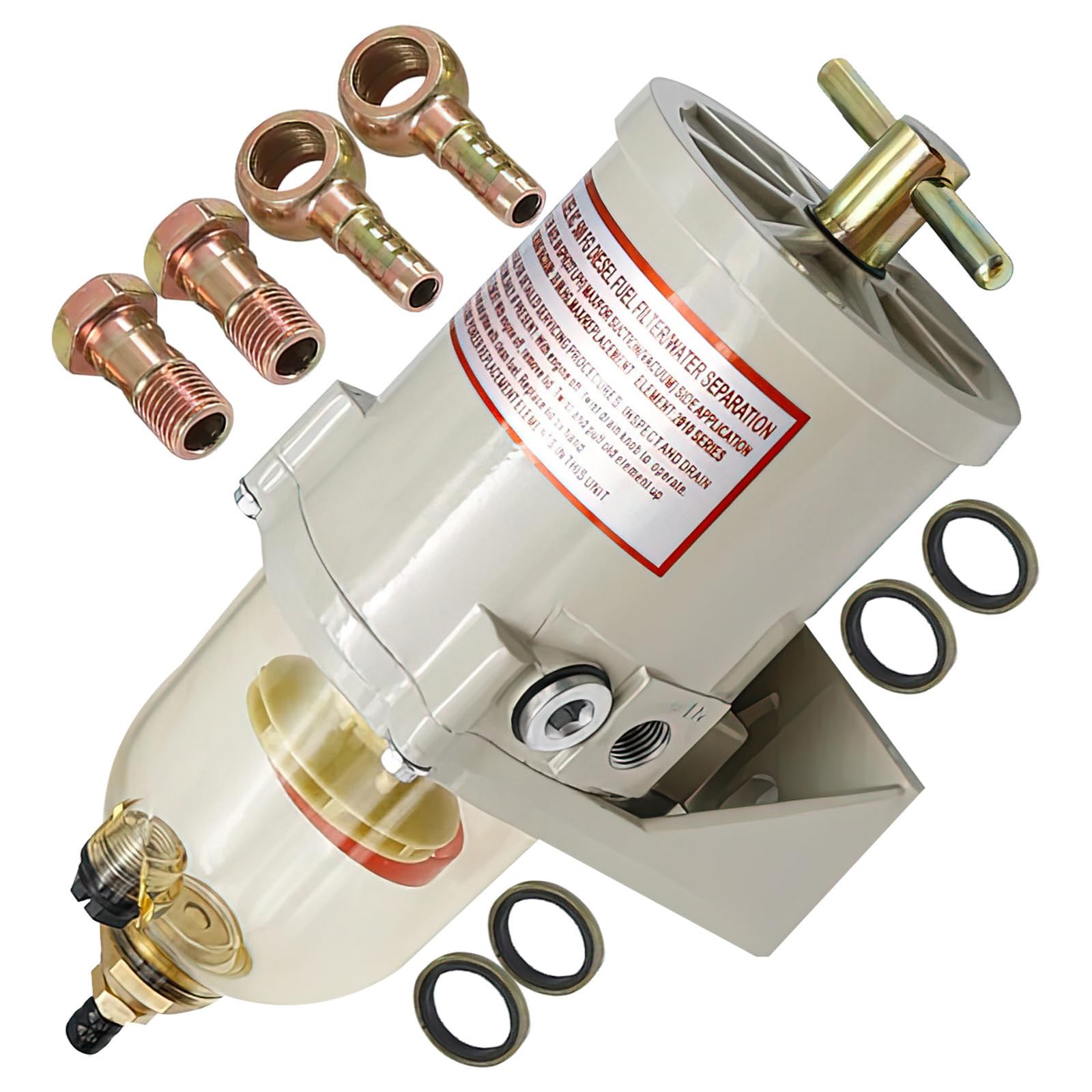 BESPORTBLE Filtro Separatore Acqua Carburante Diesel in Acciaio Inossidabile Design a Bullone 500fg 500fh per Motori Marini e Generatori su Barche e Yacht